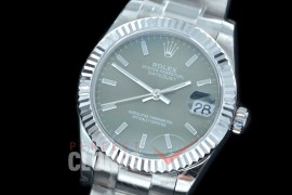 R31DJS-406 Datejust Midsize 278284 SS/SS Fluted/Oyster Olive Green Sticks Asian Clone 2824