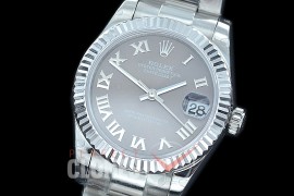 R31DJS-423 Datejust Midsize 278284 SS/SS Fluted/Oyster Dark Rhodium Grey Roman Asian Clone 2824