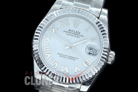 R31DJS-421 Datejust Midsize 278284 SS/SS Fluted/Oyster White Roman Asian Clone 2824