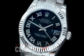 R31DJS-422 Datejust Midsize 278284 SS/SS Fluted/Oyster Black Roman Asian Clone 2824