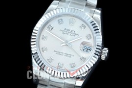 R31DJS-410 Datejust Midsize 278284 SS/SS Fluted/Oyster Silver Diam Asian Clone 2824