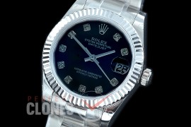 R31DJS-412 Datejust Midsize 278284 SS/SS Fluted/Oyster Black Diam Asian Clone 2824