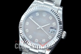 R31DJS-413 Datejust Midsize 278284 SS/SS Fluted/Oyster Dark Rhodium Grey Diam Asian Clone 2824