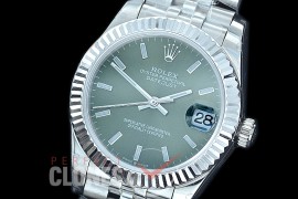 R31DJS-406J Datejust Midsize 278284 SS/SS Fluted/Jubilee Olive Green Sticks Asian Clone 2824