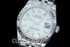 R31DJS-400J Datejust Midsize 278284 SS/SS Fluted/Jubilee Silver Sticks Asian Clone 2824