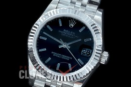 R31DJS-402J Datejust Midsize 278284 SS/SS Fluted/Jubilee Black Sticks Asian Clone 2824
