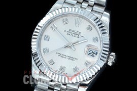 R31DJS-410J Datejust Midsize 278284 SS/SS Fluted/Jubilee Silver Diamond Asian Clone 2824