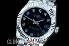 R31DJS-412J Datejust Midsize 278284 SS/SS Fluted/Jubilee Black Diamond Asian Clone 2824