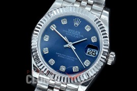 R31DJS-414J Datejust Midsize 278284 SS/SS Fluted/Jubilee Blue Diamond Asian Clone 2824