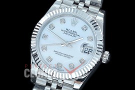 R31DJS-417J Datejust Midsize 278284 SS/SS Fluted/Jubilee MOP White Diamond Asian Clone 2824
