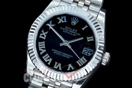 R31DJS-422J Datejust Midsize 278284 SS/SS Fluted/Jubilee Black Roman Asian Clone 2824