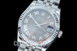 R31DJS-423J Datejust Midsize 278284 SS/SS Fluted/Jubilee Dark Rhodium Grey Roman Asian Clone 2824