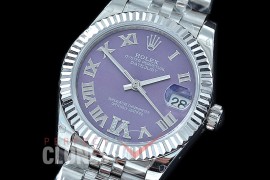 R31DJS-429J Datejust Midsize 278284 SS/SS Fluted/Jubilee Violet Roma/Diam Asian Clone 2824