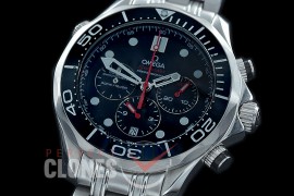 OMSEC-1001 Seamaster 300m Professional Chronograph SS/SS Black OS20 Quartz