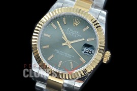 R31DJT-406 BP Datejust Midsize 278283 SS/YG Fluted/Oyster Olive Green Sticks Asian Clone 2824