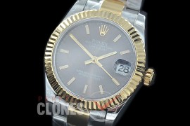 R31DJT-403 BP Datejust Midsize 278283 SS/YG Fluted/Oyster Dark Rhodium Grey Sticks Asian Clone 2824