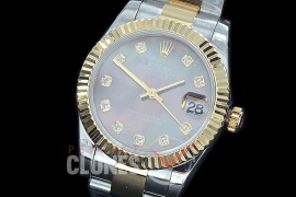 R31DJT-419 BP Datejust Midsize 278283 SS/YG Fluted/Oyster MOP Brown Diamonds Asian Clone 2824