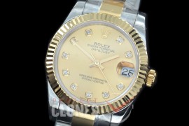 R31DJT-415 BP Datejust Midsize 278283 SS/YG Fluted/Oyster Gold Diamonds Asian Clone 2824