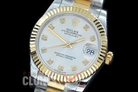 R31DJT-410 BP Datejust Midsize 278283 SS/YG Fluted/Oyster Silver Diamonds Asian Clone 2824