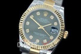 R31DJT-416 BP Datejust Midsize 278283 SS/YG Fluted/Oyster Green Diamonds Asian Clone 2824