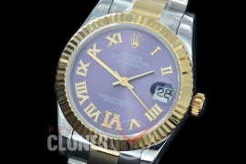 R31DJT-429 BP Datejust Midsize 278283 SS/YG Fluted/Oyster Violet Roman/Diam Asian Clone 2824