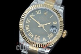 R31DJT-430 BP Datejust Midsize 278283 SS/YG Fluted/Oyster Green Roman/Diam Asian Clone 2824
