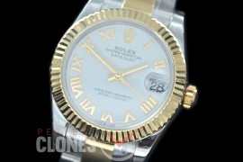 R31DJT-421 BP Datejust Midsize 278283 SS/YG Fluted/Oyster White Roman Asian Clone 2824