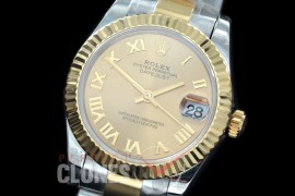 R31DJT-425 BP Datejust Midsize 278283 SS/YG Fluted/Oyster Gold Roman Asian Clone 2824