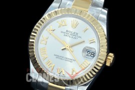 R31DJT-420 BP Datejust Midsize 278283 SS/YG Fluted/Oyster Silver Roman Asian Clone 2824