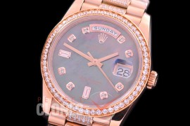 R36DDR-118D2 BP 128345RBR 2019 DayDate RG/RG Fluted/President MOP Black Diamonds A-2836