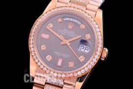 R36DDR-113D2 BP 128345RBR 2019 DayDate RG/RG Fluted/President Dark Rhodium Grey Diamonds A-2836