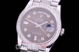 R36DDS-113D2 BP 128349RBR 2019 DayDate SS/SS Fluted/President Dark Rhodium Grey Diamonds A-2836
