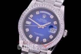 R36DDS-114D2 BP 128349RBR 2019 DayDate SS/SS Fluted/President Blue Diamonds A-2836