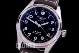 0 0 0 LG-SPW-102L CF Spirit Pilot's Watch Automatic SS/LE Black Numerals Asian Clone 2892