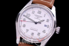 0 0 0 LG-SPW-101L CF Spirit Pilot's Watch Automatic SS/LE White Numerals Asian Clone 2892