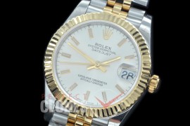 R31DJT-400J BP Datejust Midsize 278283 SS/YG Fluted/Jubilee Silver Sticks Asian Clone 2824