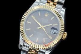R31DJT-403J BP Datejust Midsize 278283 SS/YG Fluted/Jubilee Dark Rhodium Grey Sticks Asian Clone 2824