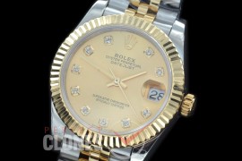 R31DJT-415J BP Datejust Midsize 278283 SS/YG Fluted/Jubilee Gold Diamonds Asian Clone 2824
