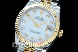 R31DJT-417J BP Datejust Midsize 278283 SS/YG Fluted/Jubilee MOP White Diamonds Asian Clone 2824