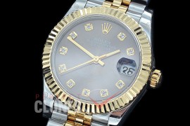 R31DJT-413J BP Datejust Midsize 278283 SS/YG Fluted/Jubilee Dark Rhodium Grey Diamonds Asian Clone 2824