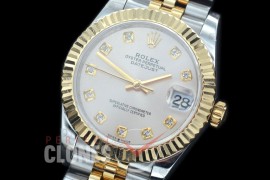 R31DJT-410J BP Datejust Midsize 278283 SS/YG Fluted/Jubilee Silver Diamonds Asian Clone 2824