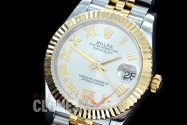 R31DJT-426J BP Datejust Midsize 278283 SS/YG Fluted/Jubilee Silver Roman-Diamonds Asian Clone 2824