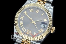 R31DJT-427J BP Datejust Midsize 278283 SS/YG Fluted/Jubilee Dark Rhodium Grey Roman-Diamonds Asian Clone 2824