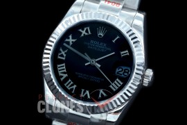 R31DJS-172 GMF 904 Steel Datejust Midsize 278274 SS/SS Fluted/Oyster Black Roman Asian Clone 2824