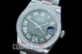 R31DJS-180D GMF 904 Steel Datejust Midsize 278384 SS/SS Fluted/Oyster GreenRoman-Diamonds Asian Clone 2824