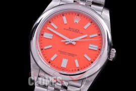 RLOY-41-035S GMF 904 Steel Osyter Perpetual 41mm 124300 SS/SS Coral Red Sticks VR 3230