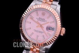 R28DJTR-405J BP Datejust 28mm Ladies 279171 SS/RG Fluted/Jubilee Rose Gold Sticks Eta 2671