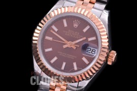 R28DJTR-406J BP Datejust 28mm Ladies 279171 SS/RG Fluted/Jubilee Brown Sticks Eta 2671