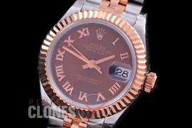 R28DJTR-426J BP Datejust 28mm Ladies 279171 SS/RG Fluted/Jubilee Brown Roman Eta 2671