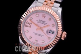 R28DJTR-445J BP Datejust 28mm Ladies 279171 SS/RG Fluted/Jubilee Rose Gold Star Diamonds Eta 2671